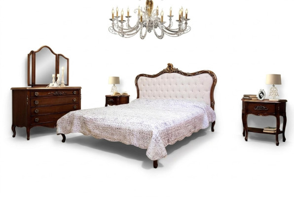 Bedroom Design Classic Luxury Furniture Modern Bed 2x Nightstand 4-piece Set