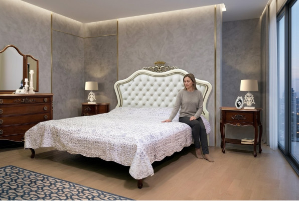 Classic bed luxury furniture beds bedroom furnishings nightstand 2x 3-piece set.