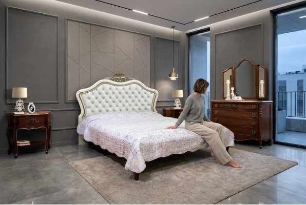 Double bed, bedroom furniture, solid wood, Vaccari Cav Giovanni bed, new