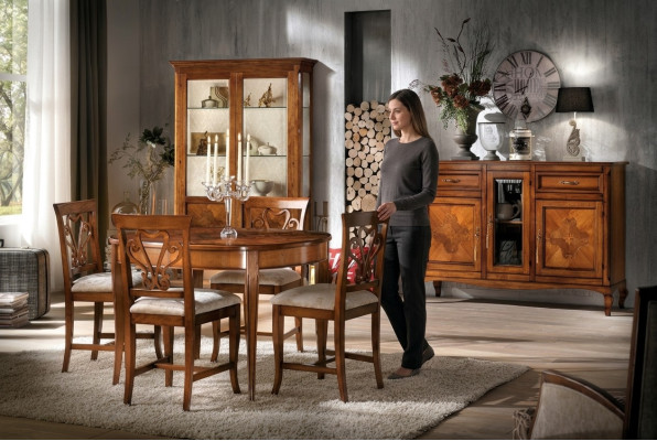 Dining Room Set Suite Chairs 4x Display Cabinet Group Dining Group Display Cabinets 7-piece. Sideboard