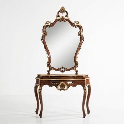 Console table, mirror, sideboard set, new wood, Italian furniture, Stile Elisa style