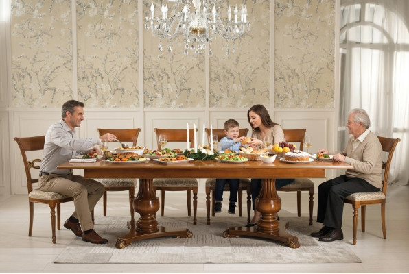 Extendable dining table, classic design table, Italian furniture, wooden dining tables.