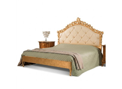 New luxurious Chesterfield double bed with carved headboard