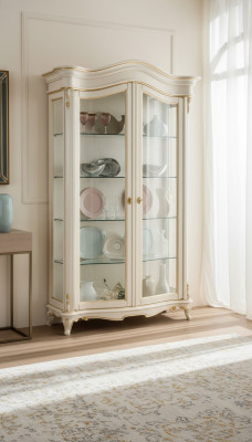 Display case glass cabinet showcase living room wood sideboard Italian furniture shelf