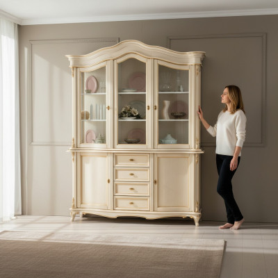 Display Cabinet Real Wood Sideboard Vitrine Solid Dining Room Furniture Solid Wood