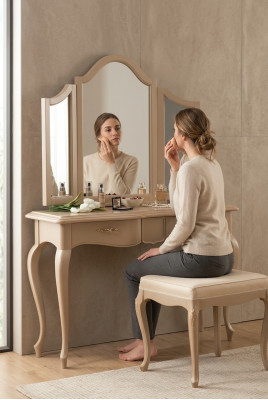 Dressing table with mirror bedroom furniture design bedside stool 2-piece set new.