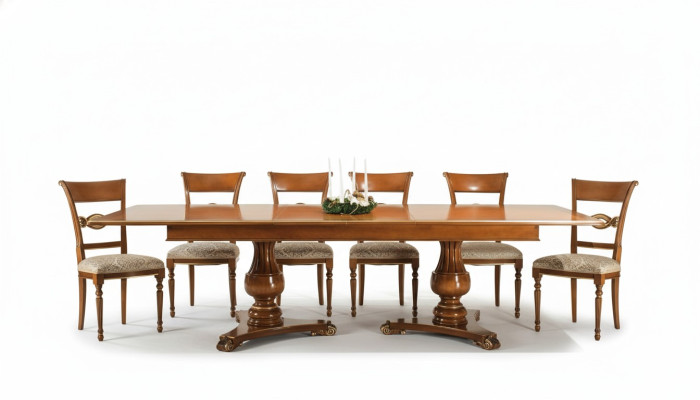 Complete set: dining table + 6 chairs, dining room set, dining group, wooden table, tables 7-piece set.