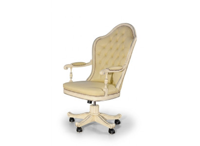 Office chair wood executive chair Chesterfield Italian furniture white swivel white new