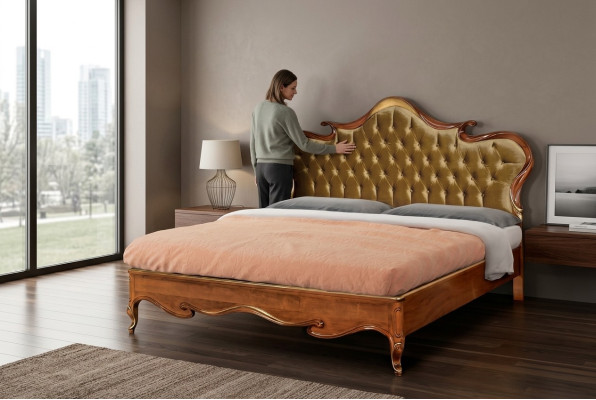 Chesterfield Bed Upholstery Design Luxury Double Hotel Beds Italian Wood New
