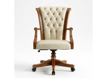 Office chair wood executive chair Chesterfield Italian furniture white swivel chair new
