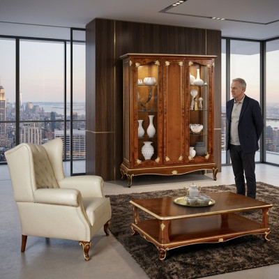 Classic display cabinet furniture living room set cabinet with coffee table display cabinet Italy