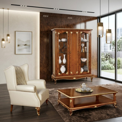 Classic display cabinet furniture living room set cabinet with coffee table display cabinet Italy