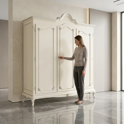 Wardrobe Wooden Cabinet Bedroom Furniture Design Cabinets White Italian New