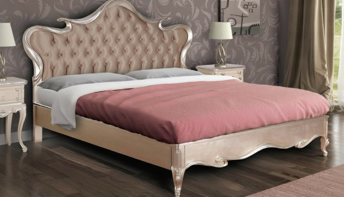 Chesterfield bed upholstery design luxury double hotel beds Italian wood new
