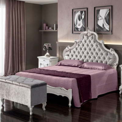 Chesterfield bed upholstered design luxury double hotel beds Italian wood new