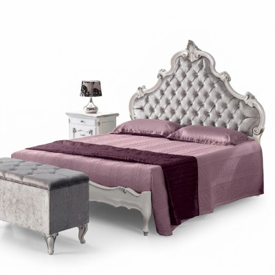 Chesterfield bed upholstered design luxury double hotel beds Italian wood new