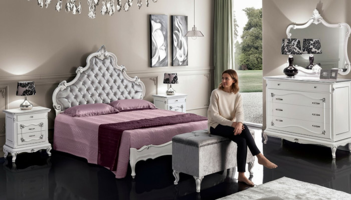 Classic furniture 6-piece bedroom set bed 2x nightstands stool dresser mirror