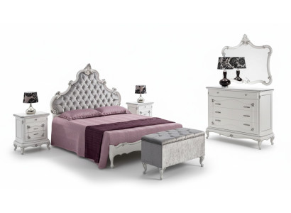 Classic furniture 6-piece bedroom set bed 2x nightstands stool dresser mirror