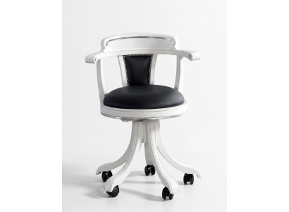 Office chair wood executive chair Chesterfield Italian furniture black swivel new