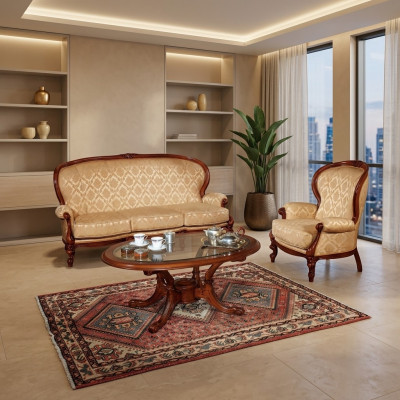 Classic sofa set couch sofa armchair coffee table Italian furniture 3-piece set.