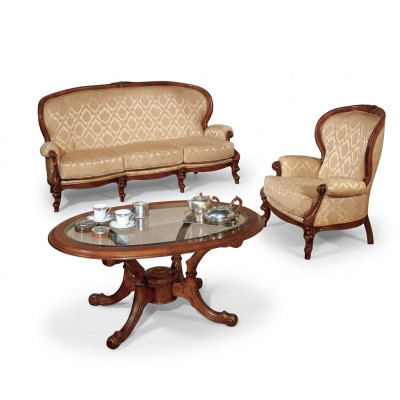 Classic sofa set couch sofa armchair coffee table Italian furniture 3-piece set.