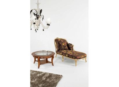 Classic chaise longue + coffee table gold flowers lounge Italian furniture table