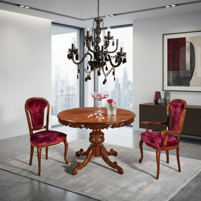 Designer solid wood dining table with extension leaf