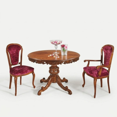 Designer solid wood dining table with extension leaf