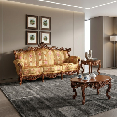 Classic Three-Seater Sofa + Coffee Table Set Classic Italian Furniture 2-piece Set
