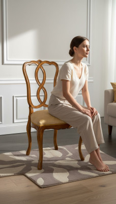Wooden chair Italian furniture dining chair luxurious design natural wooden chair