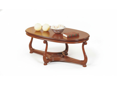 Oval coffee table, brown lacquered side table, wooden coffee table, living room table
