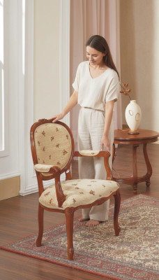 Dining room chair brown luxury classic wooden chair chairs Italian furniture