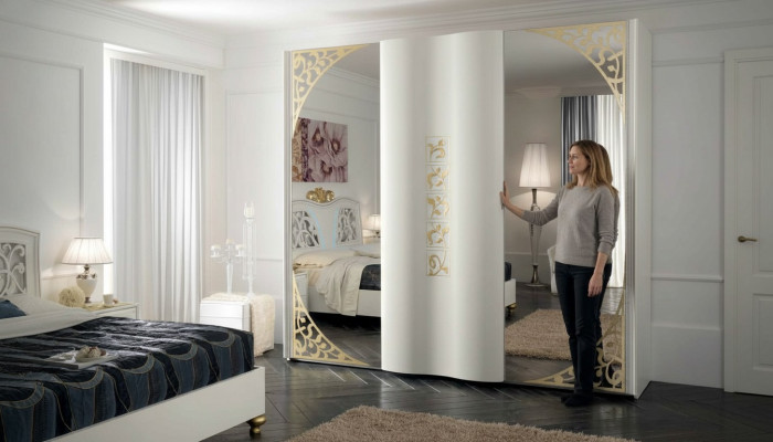 Wardrobe Bedroom Wood Cabinet Style Wood Cabinets Modern Mirror XXL