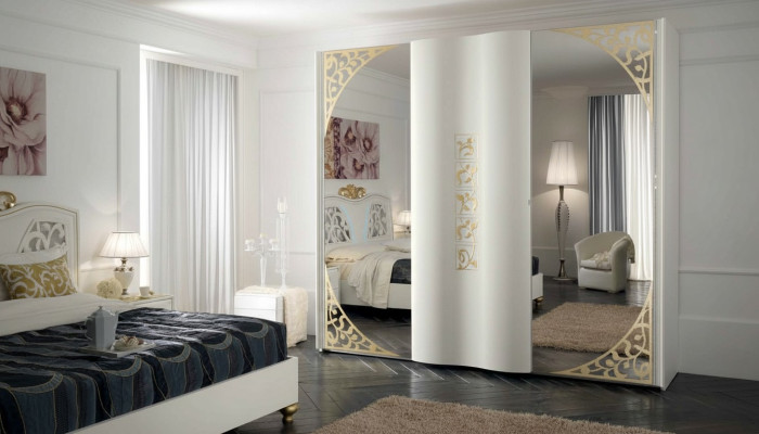 Wardrobe Bedroom Wood Cabinet Style Wood Cabinets Modern Mirror XXL