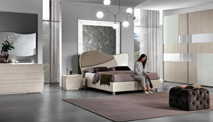 6-piece bedroom set bed, nightstand, dresser, mirror, wardrobe suite