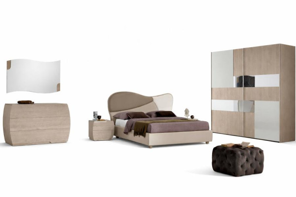 6-piece bedroom set bed, nightstand, dresser, mirror, wardrobe suite