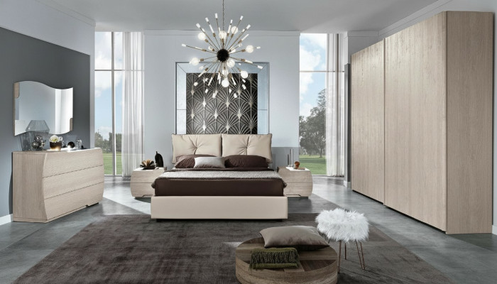 Luxury 6-piece set. Bedroom bed, nightstand, dresser, mirror, wardrobe, new.