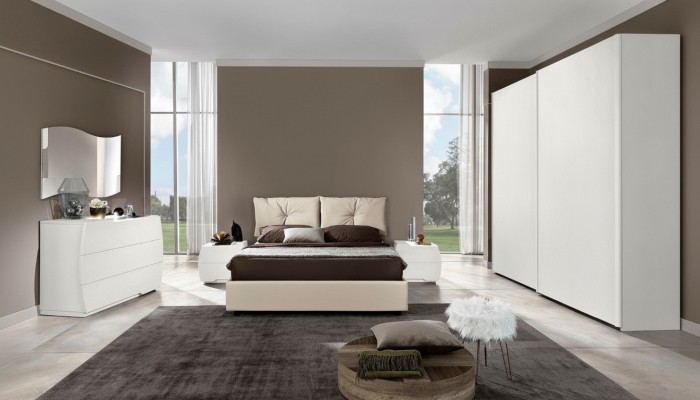 Luxury 6-Piece Set: Bedroom Bed, Nightstand, Dresser, Mirror, Wardrobe, Wood