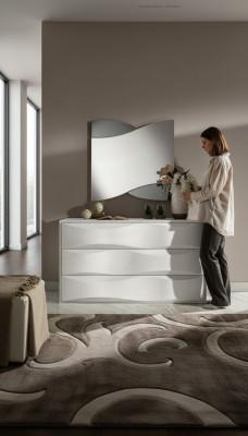 Luxury set dresser with mirror chest of drawers console set wood modern design white