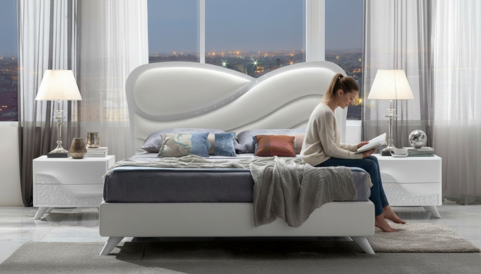 Double bed bed bed frame bed frames white double modern luxury Italy style new