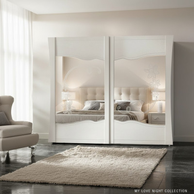 Wardrobe sliding doors bedroom wooden cabinet wardrobes wood mirror new