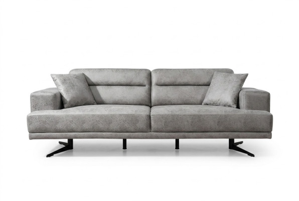 3-seater sofa, leather three-seater, seat cushion design, modern living room, gray