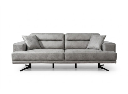 3-seater sofa, leather three-seater, seat cushion design, modern living room, gray