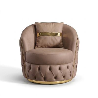 A luxurious, modern armchair in a light beige tone from Chesterfield