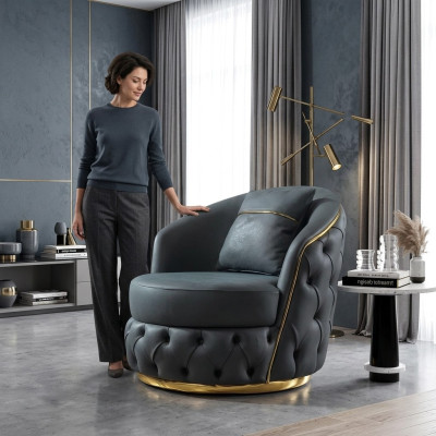 Chesterfield armchair seat baroque rococo design modern living room upholstered throne