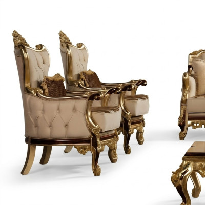 Armchair Design Upholstery Sofa Baroque Chesterfield Textile Living Room New Wingback Chair