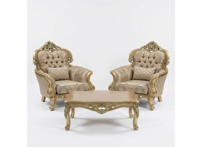 Armchair Wing Chair Design Upholstered Sofa Baroque Chesterfield Textile Living Room New
