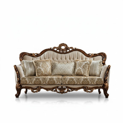 Sofa 3 seater Baroque Rococo fabric three-seater sofas luxury living room Baroque style