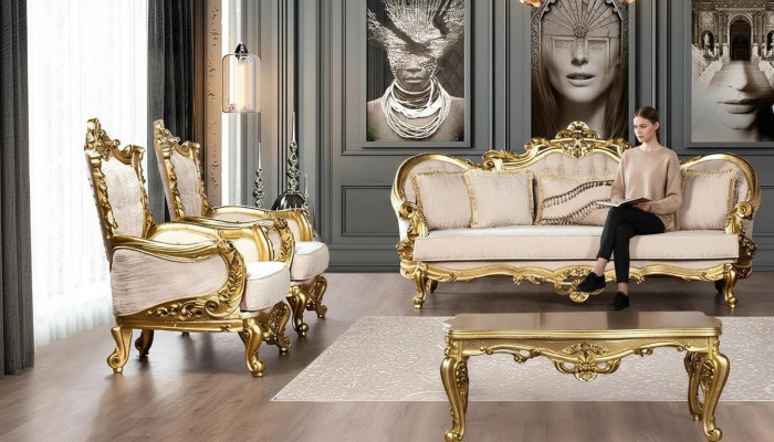 Couch Set Sofa Set 3+1+1 Seater Armchair Sofa Set Fabric Sofa Baroque New