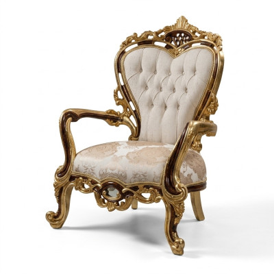 Wing chair armchair luxury design upholstered sofa couch Chesterfield fabric gold new